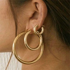 18k Gold Plated Large Circle Hoop Earrings
